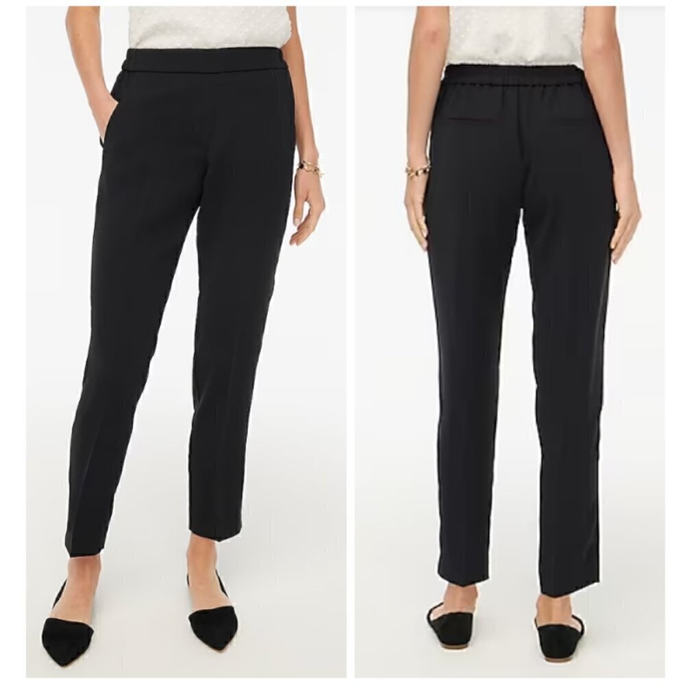 J. Crew Jamie Pants High Rise Elastic Waistband Cropped Black Size 8 NWT